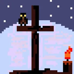 pixel cross with owl