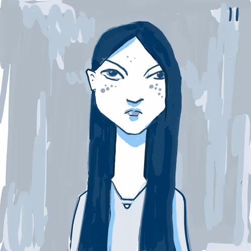 Girls with blue shadow