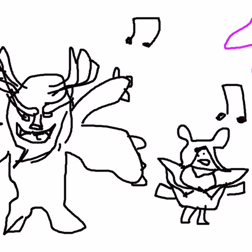 Kid and Snow Monster Singing at the Purple Monster Pit