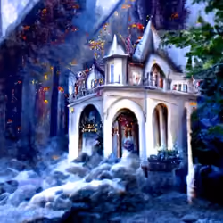 Beautiful White House in The dark Forrest