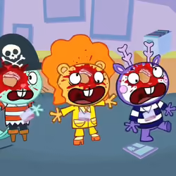 Russell, Disco bear and Mime