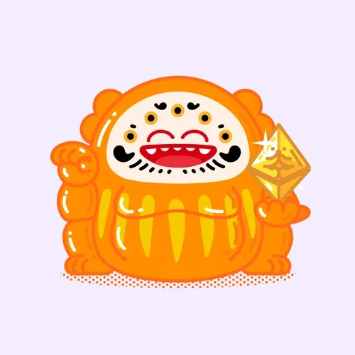 Pornsuck and Boonshit X Orange Daruma doll #054