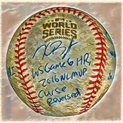 Kris Bryant Chicago Cubs Autographed & Inscribed Game Used 2016 World Series Baseball (Game 6) Photo