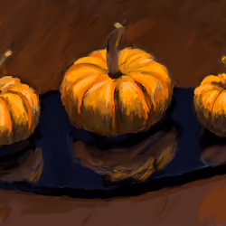 Still life of 3 Pumpkins
