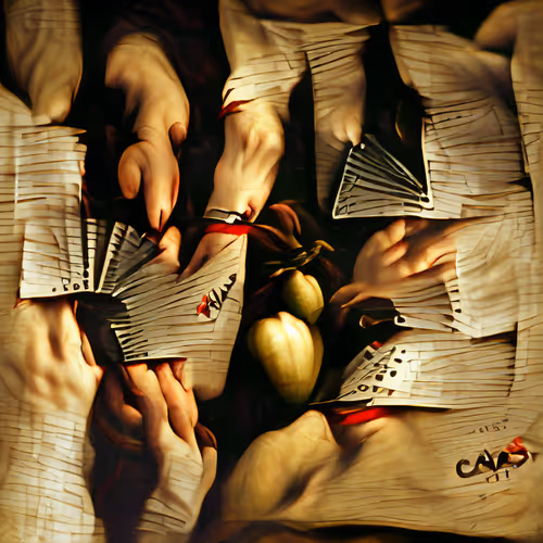 98 - The Cardsharps by Caravaggio (circa 1594)