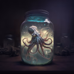 Luminescent Octopus In Jar #017