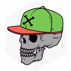 Skull with HAT - Red and Green
