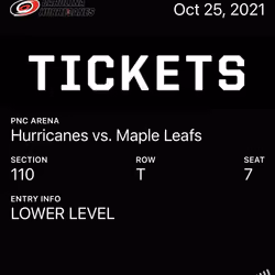Hurricanes vs. Maple Leafs - Oct 25, 2021