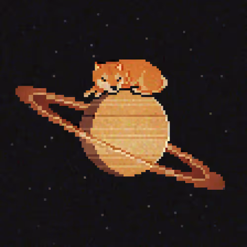 Dreaming Doge #13: 土星の眠そうな犬 (Sleepy Dog on Saturn)