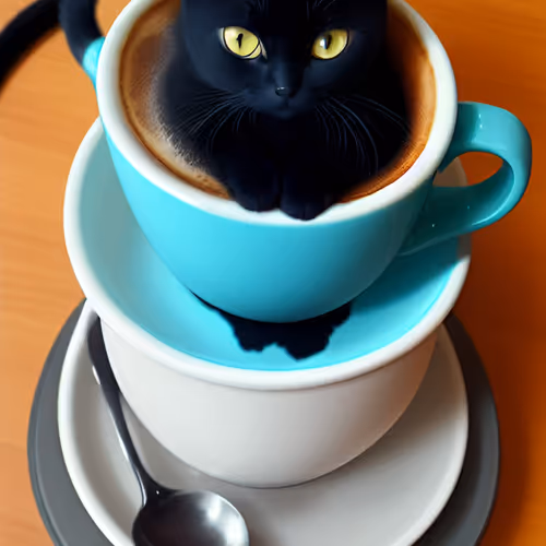 Black Cat Drink Coffee