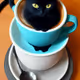 Black Cat Drink Coffee