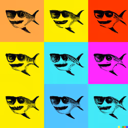 Andy Warhol Style _ Shark wearing glasses