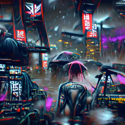 Cyberpunk Art of a Rainy Neo Tokyo