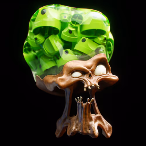 Skull CapHeads Series - #02_Green Super Skinny.