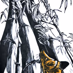 THE BAMBOO FOX - linocut by Monika Onoszko, Limited Edition