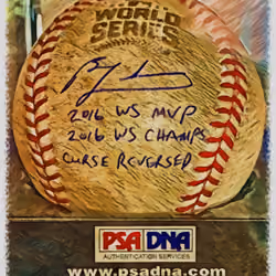 Ben Zobrist Chicago Cubs Autographed & Inscribed Game Used 2016 World Series MVP  Baseball (Game 5)