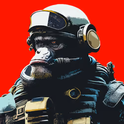 Red Background Chimpanzee Soldier