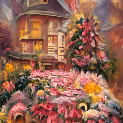 Houses in flowers  #102