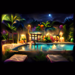 Tropycal Night by the Poolside