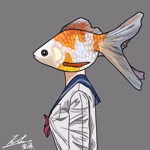goldfish face girl　「second」　gray