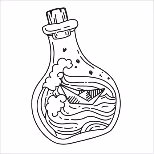 Sailing Paper Ship in The Bottle 