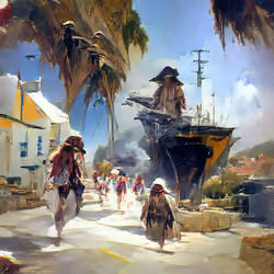Pirates setting foot on the harbor #9