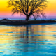 Rainbow Tree at Sunset by Kathryn Parent