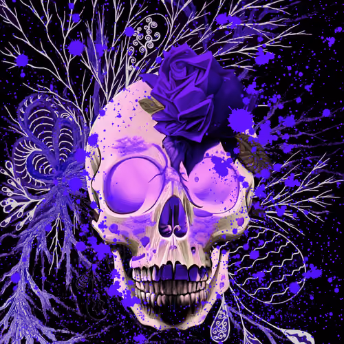 "Purple 💀 with flowers "