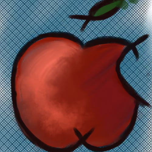 Apple in the ocean