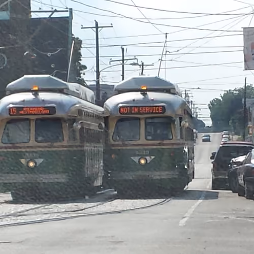 SEPTA Route 15 Trolley Cars side by side