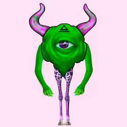 Two horns light green monster #004
