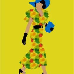  Single Lady Paint Print Yellow BG