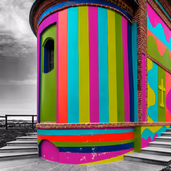 BAROLO CHAPEL ITALY BW HAND COLORED PHOTO MULTICOLOR