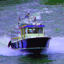 Police boat on the river thames