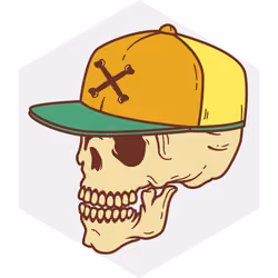 Skull with HAT - Green, Orange and Yellow