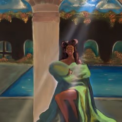 Lady in Green, Acrylic and Pexels, 2018-2021 Kymberli Grant 