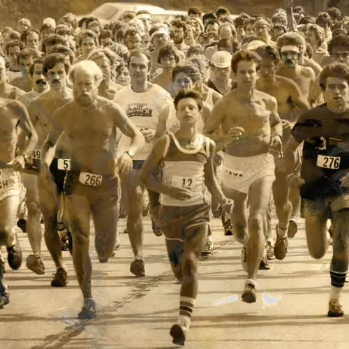 Vintage Photo Marathon Runners Sepia www.OldTimeNFTs.com www.Crypto-Casa.com