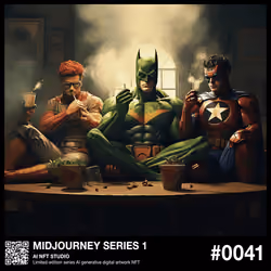 #0041 Super Heroes Superheroes Stoned Drugs Marijuana AI Digital Art NFT Collection Trading Cards