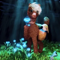 Cute brown alpaca harvest the Ethereum flower.