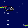 Cat flying with a Dog in SPACE