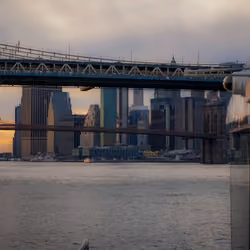 Down East RIver, Bridges and Downtown sunset views - NYC winter