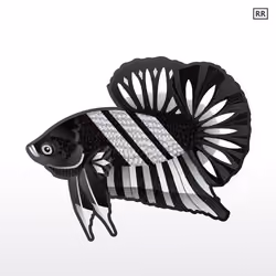 #025 Black white wolverine blades Galaxy betta.Double Rare class.
