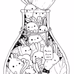 Rabbits in a magic glass bottle
