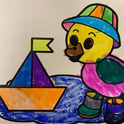 Duck play with ship