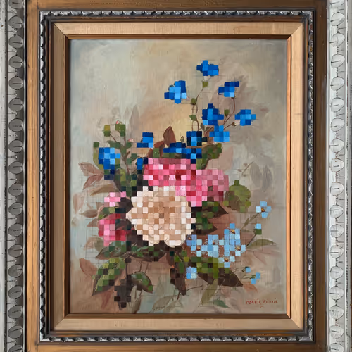 Golden Pixel Flowers
