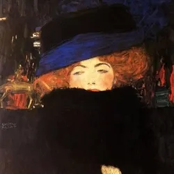 Punk Lady With Hat And Feather Boa, Gustav Klimt