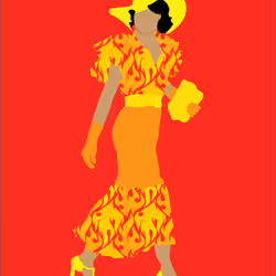  Single Lady Flame Print Red BG