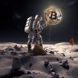  Astronaut holding Bitcoin on the Moon