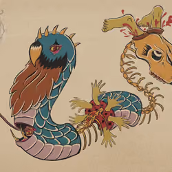 Parrot Snake Deer Skull Monster