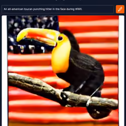 An all-american toucan punching hitler in the face during WWII